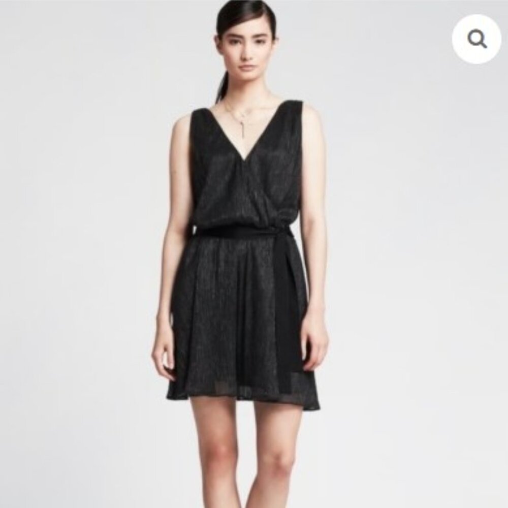 NWT Banana Republic Black Sparkly Metallic Mini Dress SZ 0P